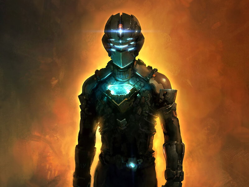 Armored Figure in Glowing Suit