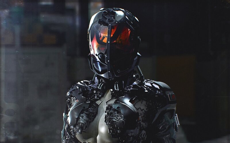 Armored Figure in Helmet