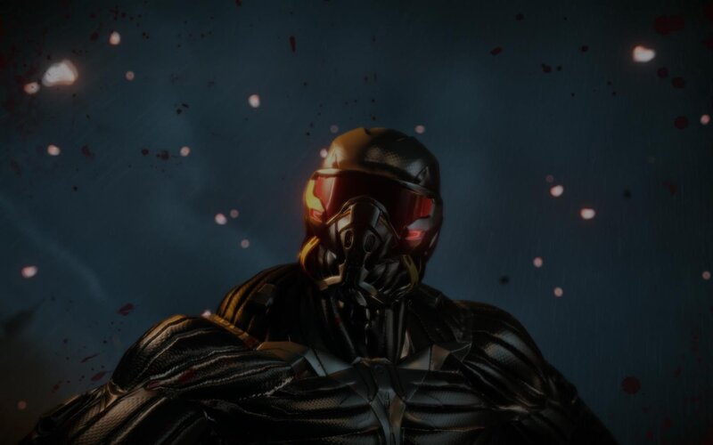 Armored Figure in Rain — Black, Dark, Dramatic, Night, 3d Render, Blood Splatter