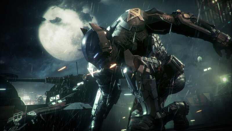 Armored Figure in Rain — Black, Dramatic
