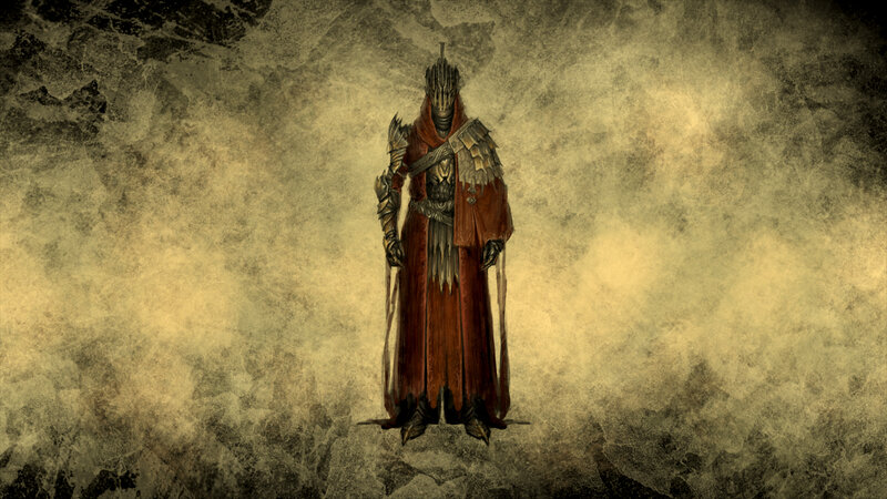 armored figure in red cloak