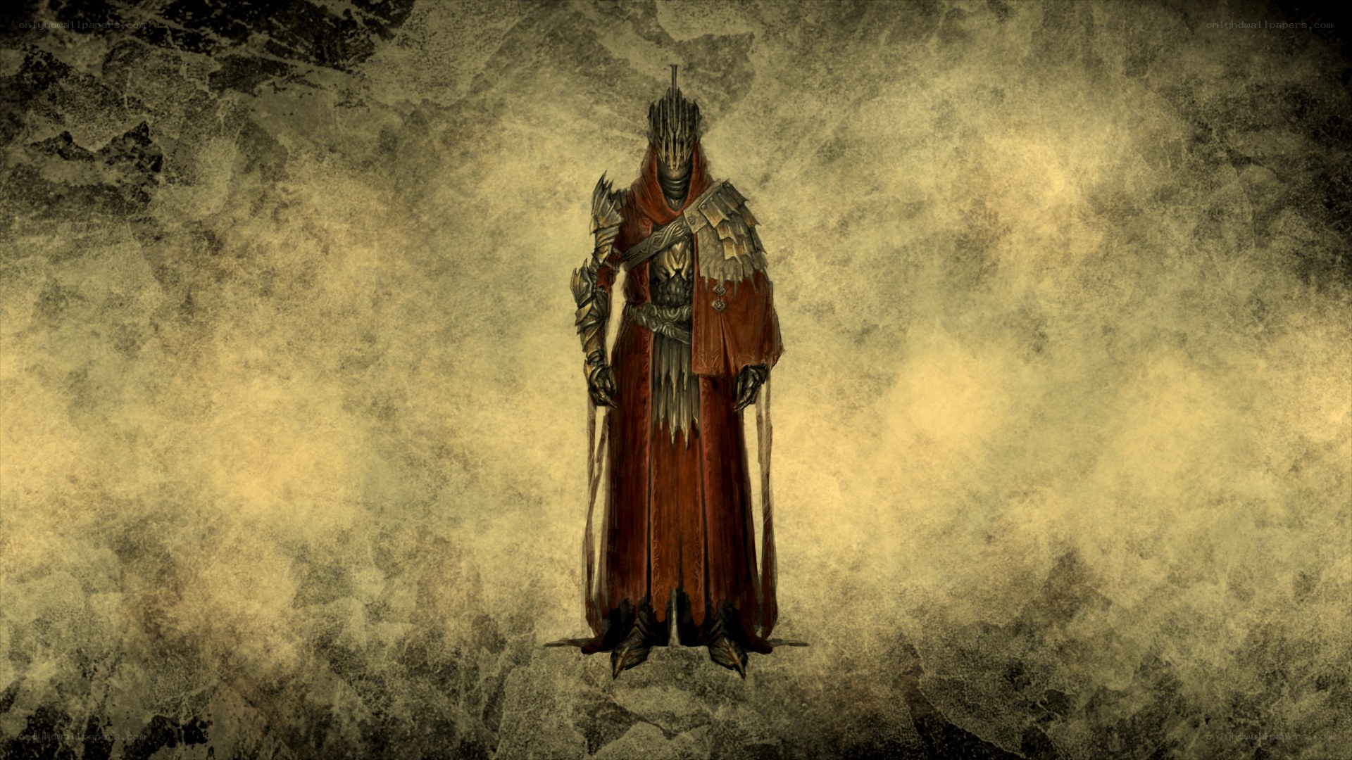 armored figure in red cloak