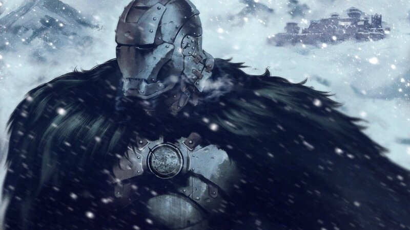 Armored Figure in Snow — Gray