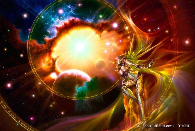 Armored Figure in Space — Red