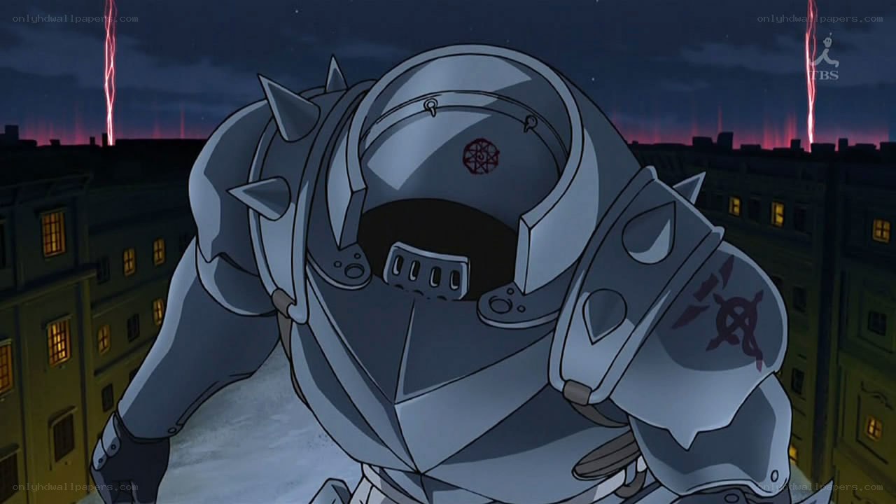 armored figure in storm