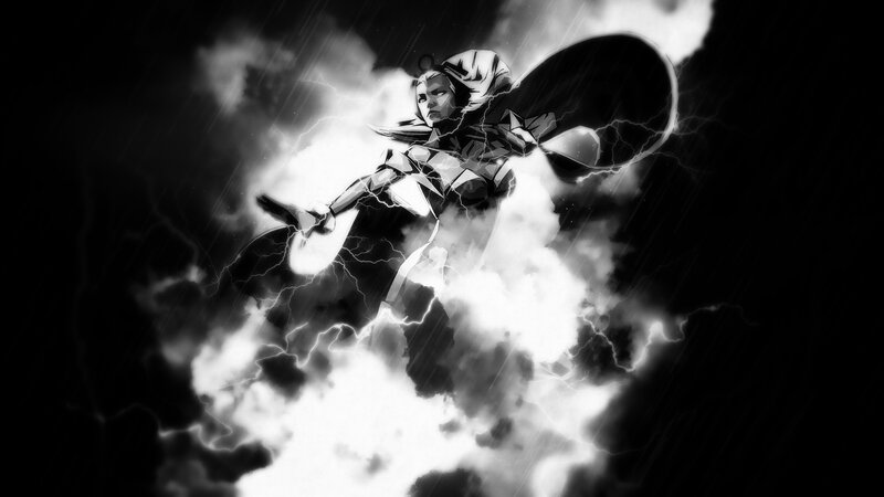 Armored Figure in Storm — Black