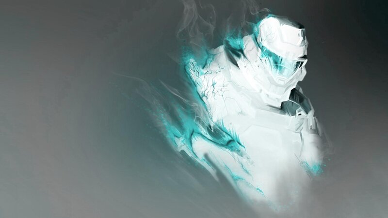armored figure in teal energy