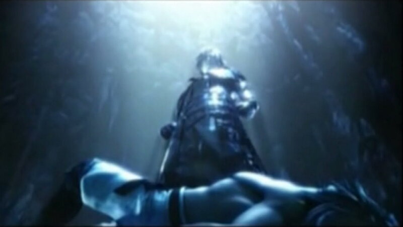Armored Figure in Water — Blue