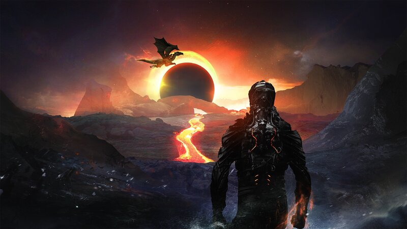 Armored Figure on Alien Planet — Black
