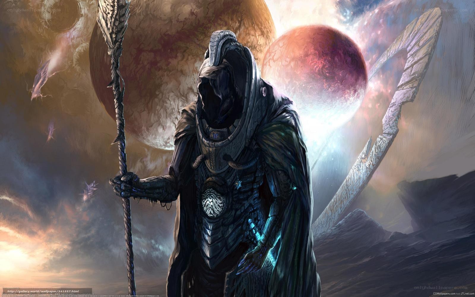 armored figure on alien planet