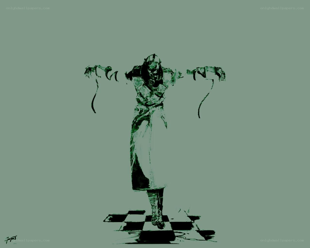 armored figure on checkered floor