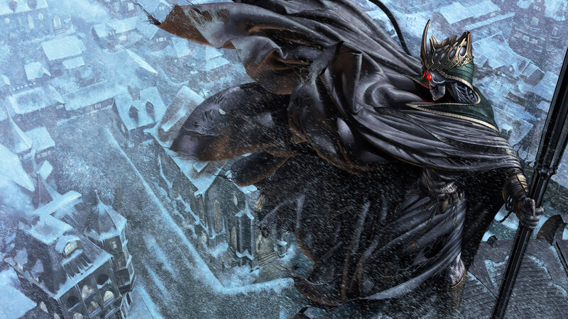Armored Figure on Rooftop — Black