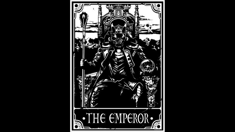 Armored Figure on Throne — Black, Dramatic, Illustration