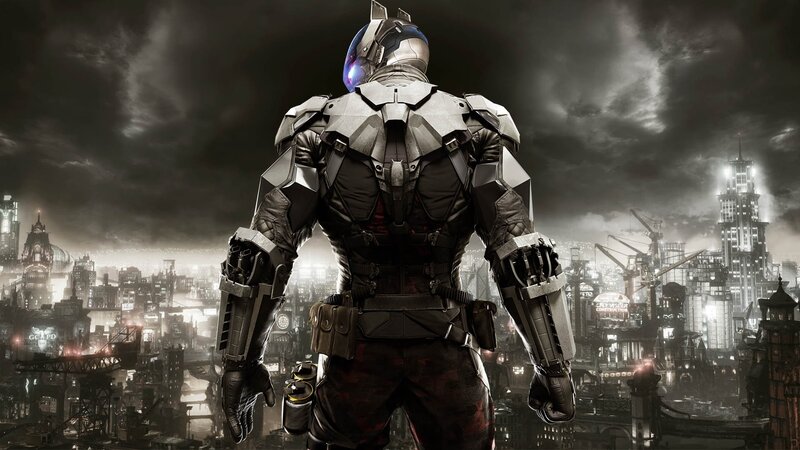 Armored Figure Overlooking City