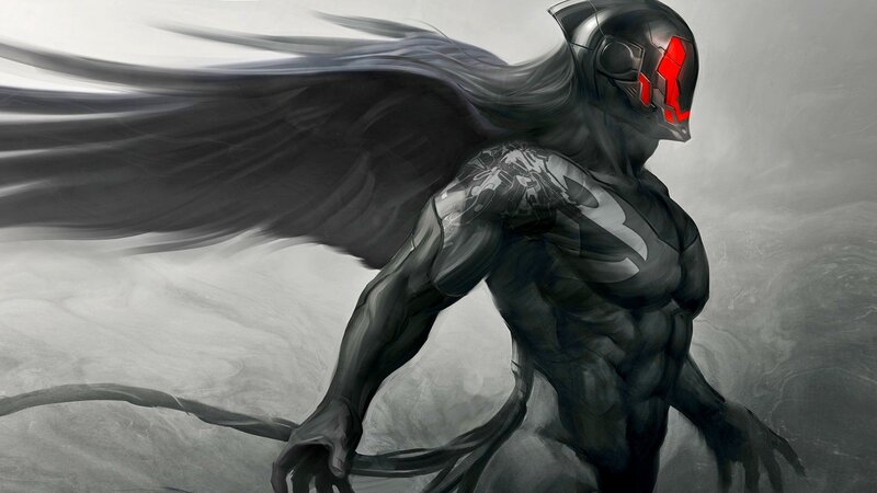 Armored Figure with Cape — Black, Dramatic