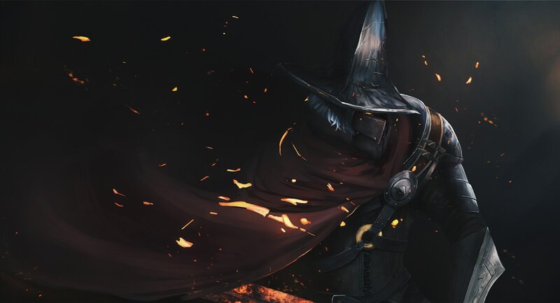 Armored Figure with Cloak