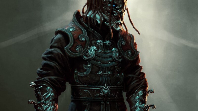 Armored Figure with Dreadlocks