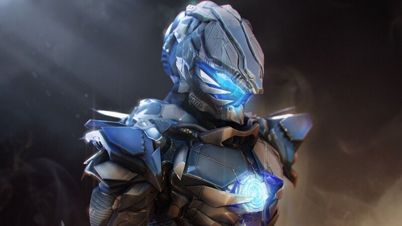 Armored Figure with Glowing Chest