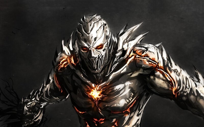 Armored Figure with Glowing Core — Black