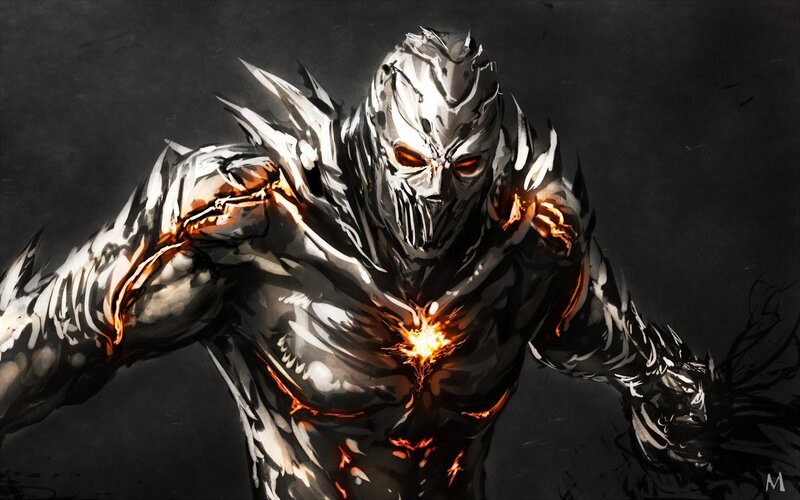 Armored Figure with Glowing Core