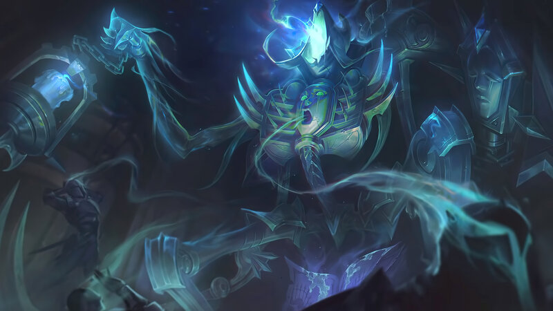 Armored Figure with Glowing Energy — Blue