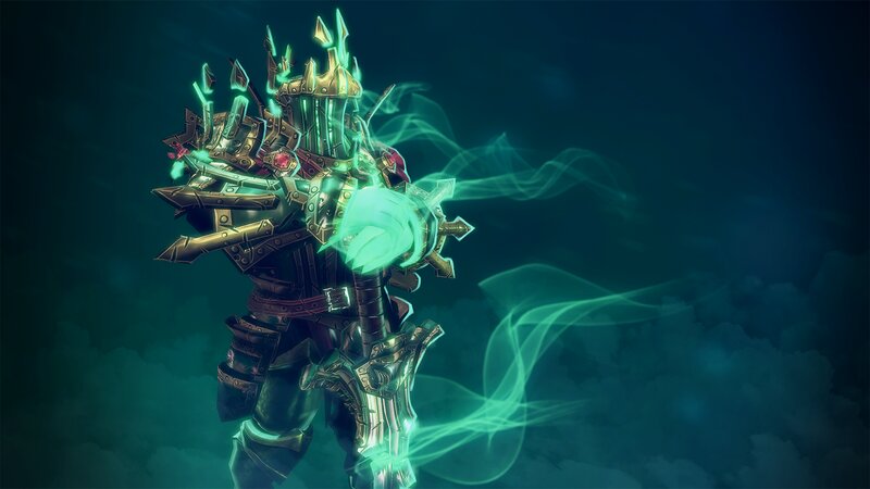 Armored Figure with Glowing Energy — Green