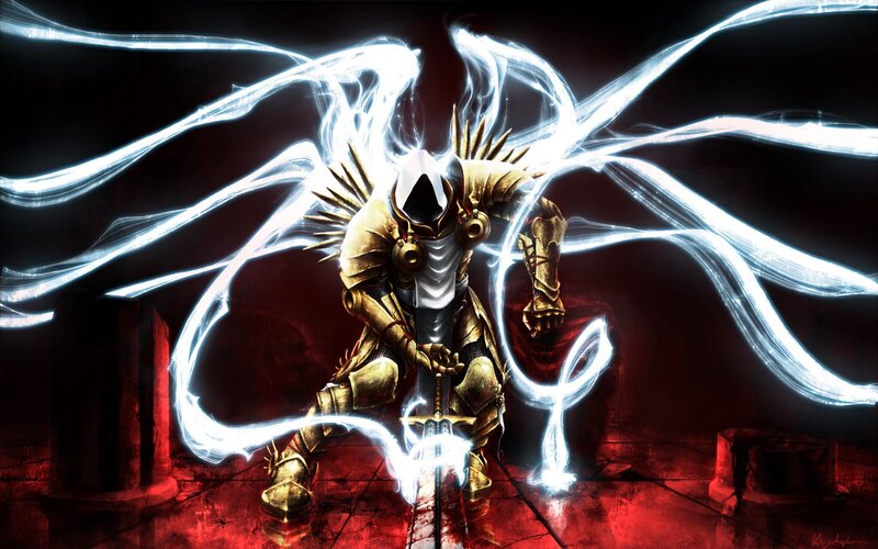 Armored Figure with Glowing Energy