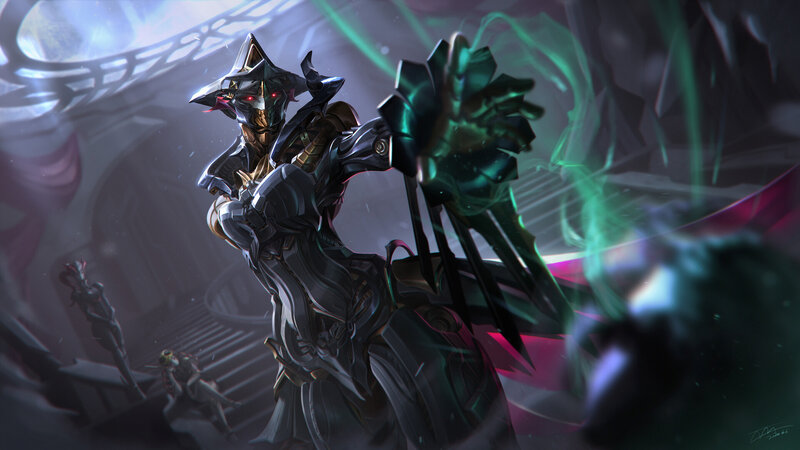 Armored Figure with Glowing Hand — Black, Dramatic