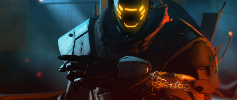 Armored Figure with Glowing Hand — Black