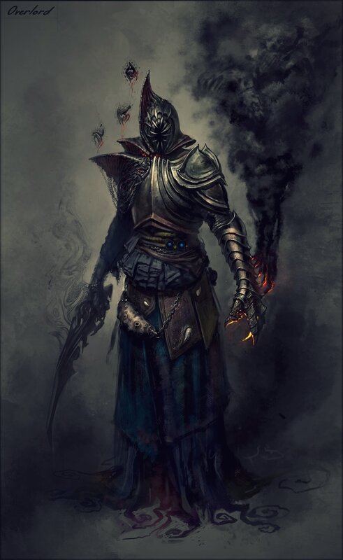 Armored Figure with Glowing Hand