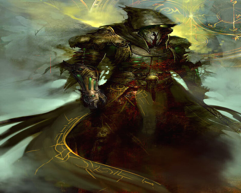 Armored Figure with Glowing Runes