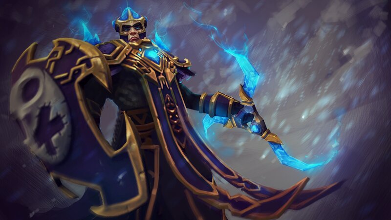 Armored Figure with Glowing Weapon — Blue