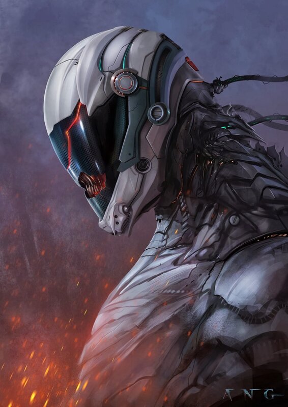 Armored Figure with Helmet — Gray