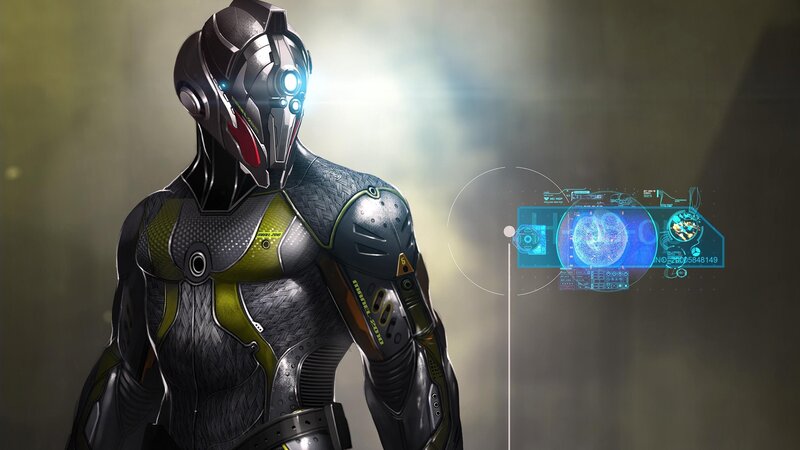 Armored Figure with Hologram — Black