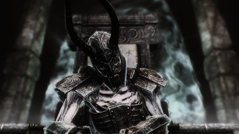 Armored Figure with Horns — Black, Dark, Dramatic