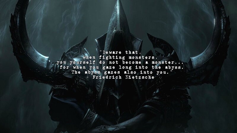 Armored Figure with Horns — Black, Dramatic