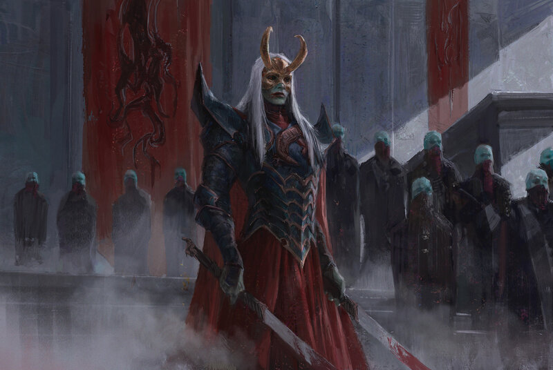 Armored Figure with Horns — Red