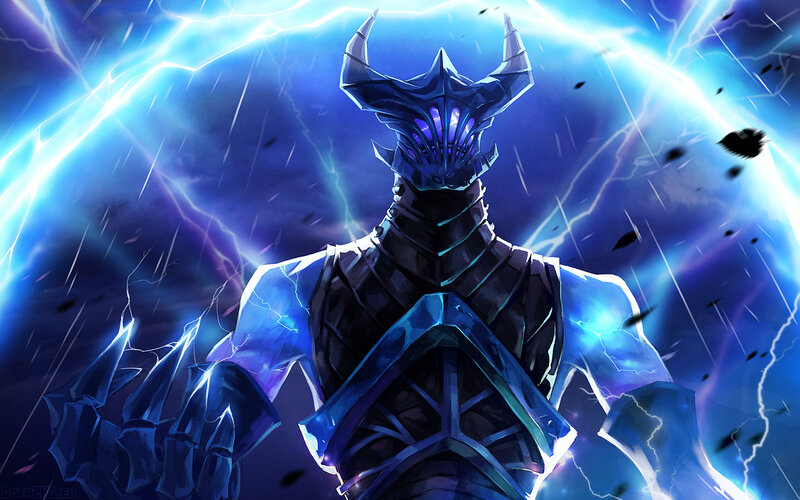 Armored Figure with Lightning — Blue, Dramatic, Digital Art, Armor