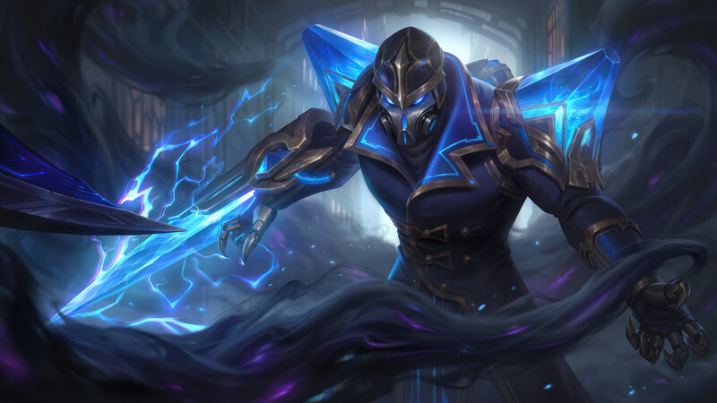 Armored Figure with Lightning — Blue, Dramatic, Digital Art, Sword