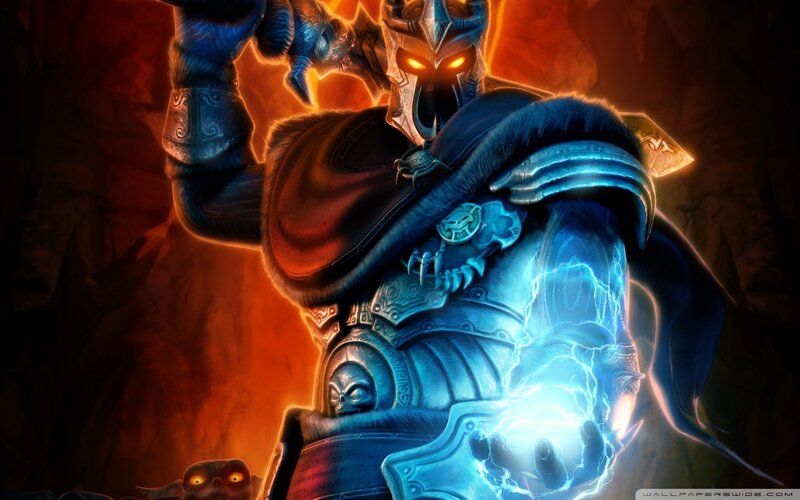 Armored Figure with Lightning — Blue, Dramatic