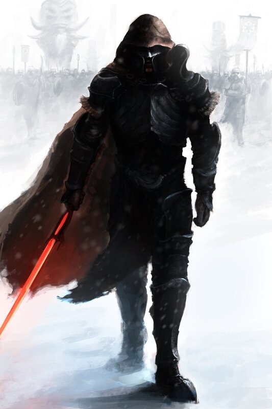 Armored Figure with Lightsaber — Black