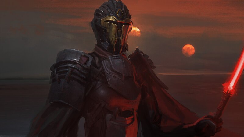 Armored Figure with Lightsaber — Red