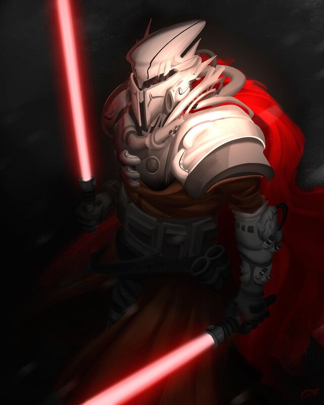 Armored Figure with Lightsabers — Black