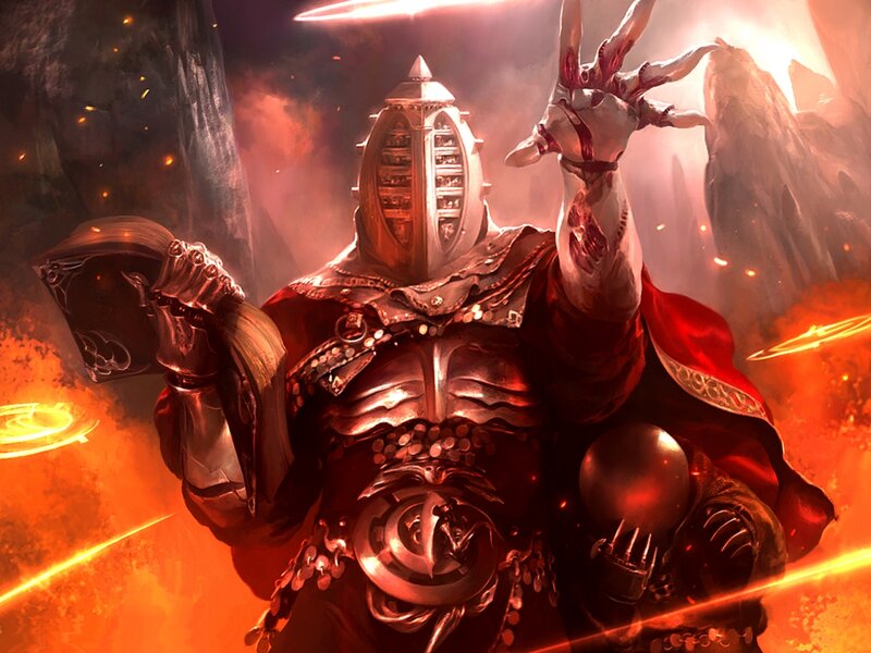 Armored Figure with Red Cape