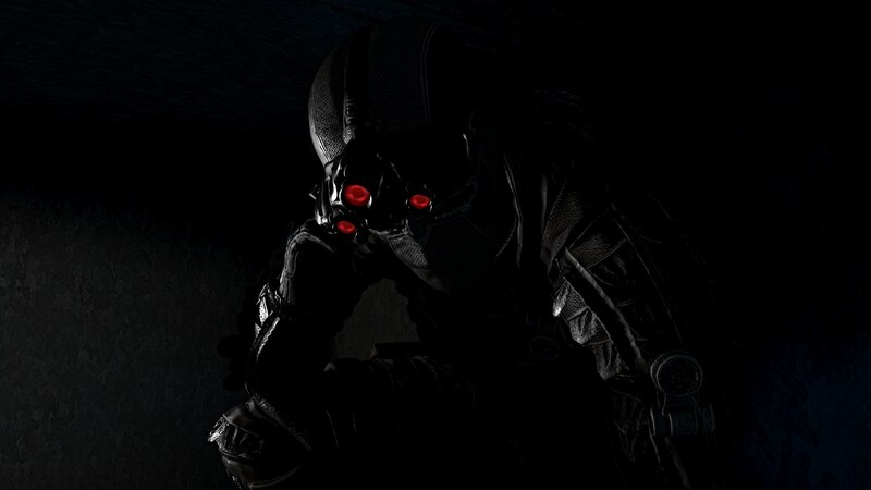 Armored Figure with Red Eyes — Black, Dark, Ominous