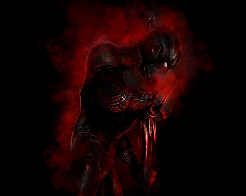 Armored Figure with Red Smoke