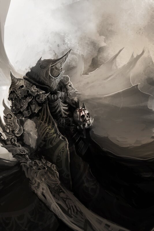 Armored Figure with Skull — Gray