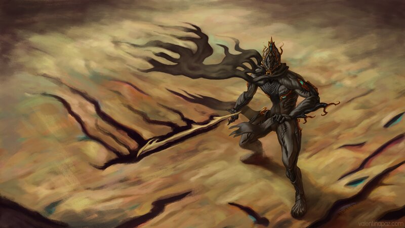 Armored Figure with Staff — Brown