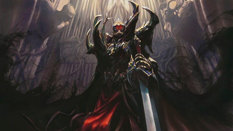 Armored Figure with Sword — Black, Dramatic, Digital Art, Armor