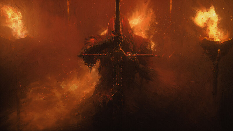 Armored Figure with Sword — Orange